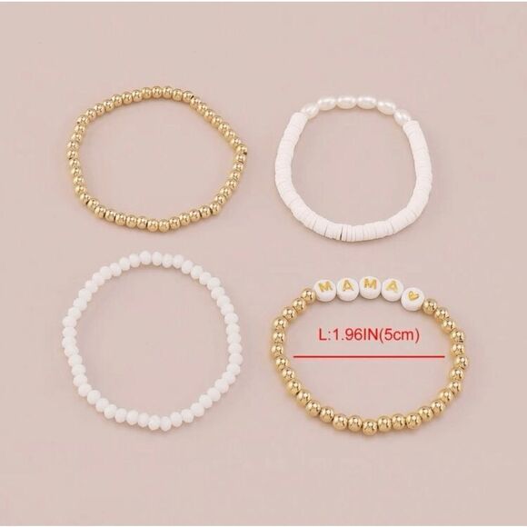 Set of 4 Letter Detail MAMA Beaded Bracelets - Picture 3 of 4